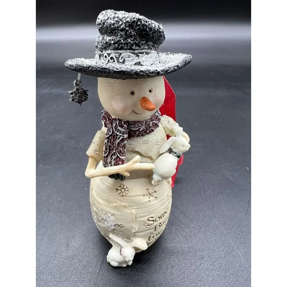 Birch Hearts Snowman Christmas Ornament Figurine 81064 Some Bunny Loves You 2009